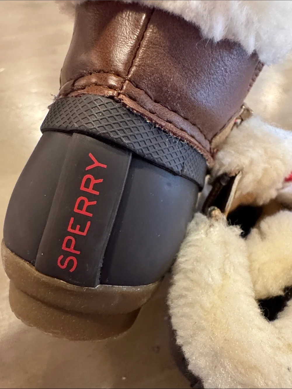 Sperry Infant/Toddler Alpine Saltwater Jr. Duck Boots in Brown, Tan and Red